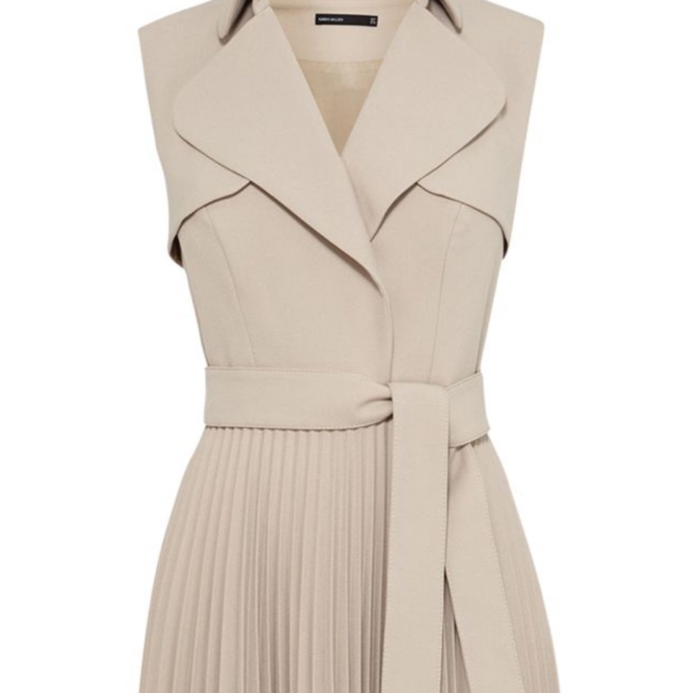 Karen Millen Sleeveless Pleated Skirt Trench Dress in Navy Size 6US - Picture 13 of 16
